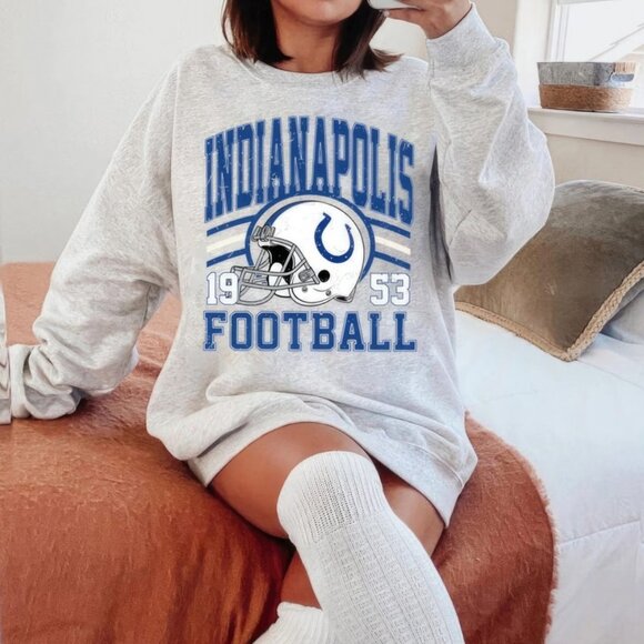 Gildan Tops - Indianapolis Football Vintage Style Sweatshirt, Retro 90s Indianapolis NFL Shirt
